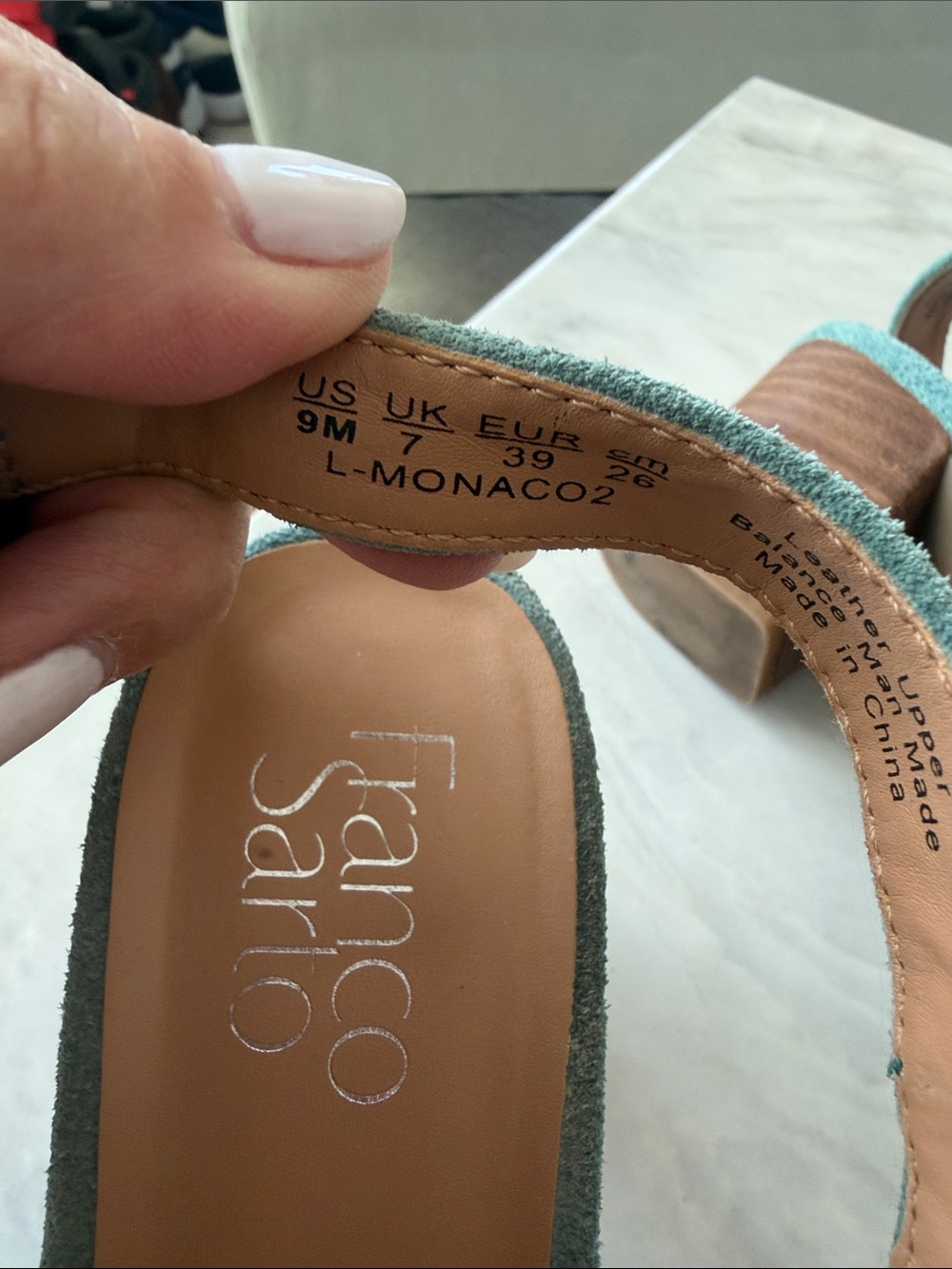 Franco Sarto Teal Suede Slingback Sandals - Picture 6 of 6